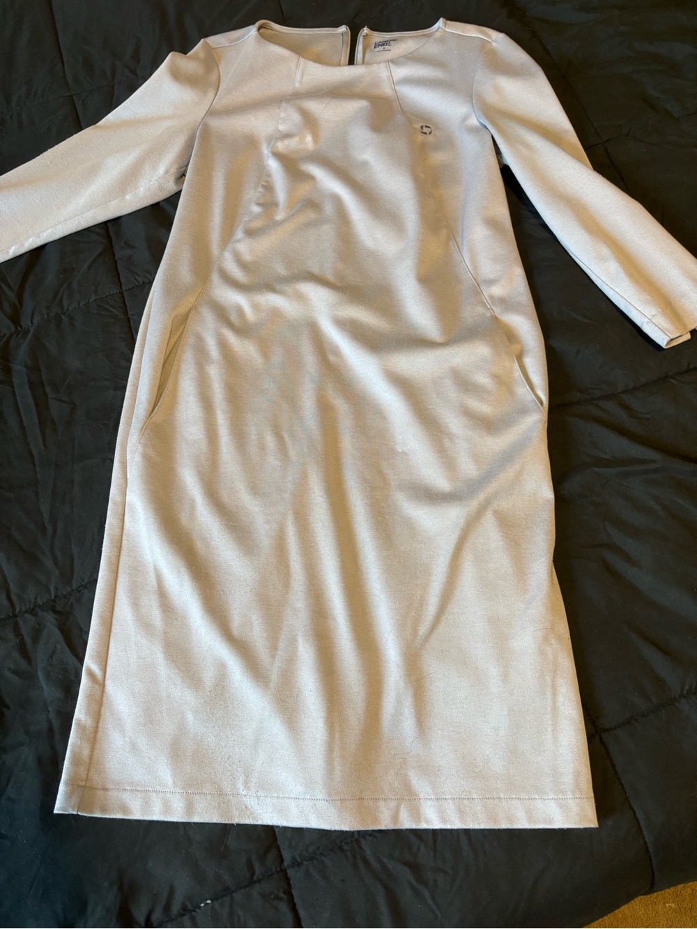 Lands' End Light Gray Scoop-Neck Long Sleeve Sweater Dress